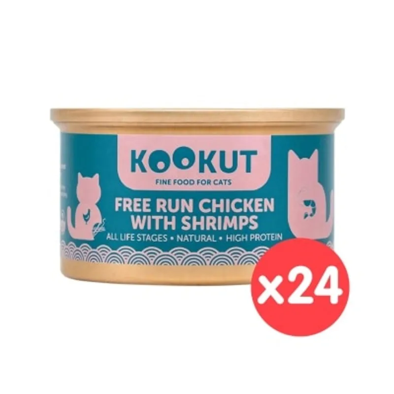 KOOKUT [24罐裝] 放養雞鮮蝦 (70g x24) 貓罐頭 008310