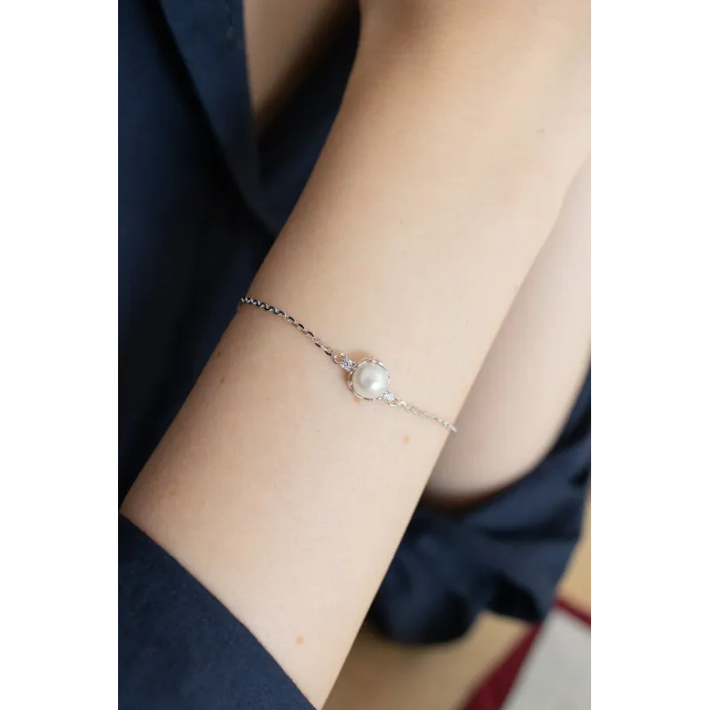 Pearl Blossom Silver Bracelet