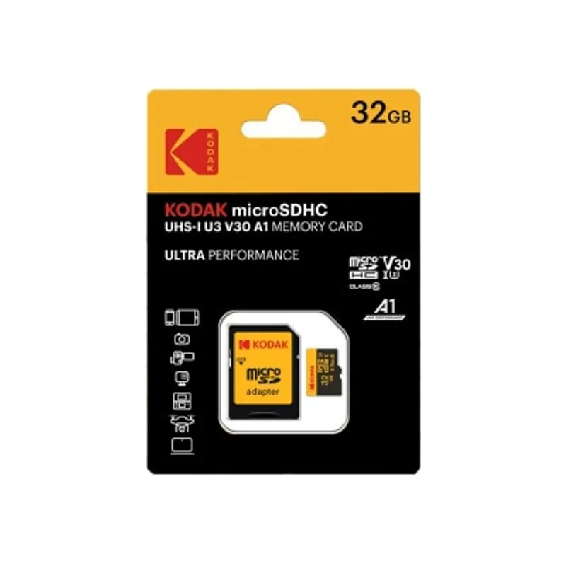 KODAK 柯達 Micro-SD 32GB UHS-I U3/V30/A1 記憶卡 附適配器 存儲卡