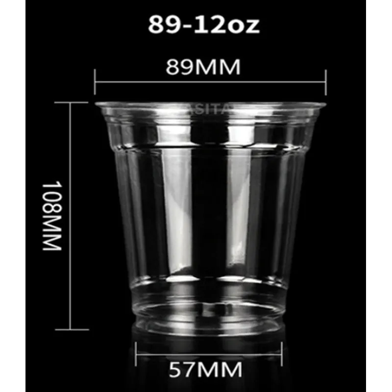 #PLA12 340ml（12安）透明膠杯(PLA) - Ø89xØ57xH108mm