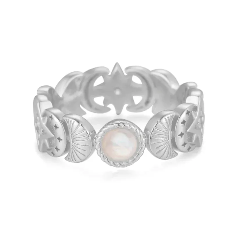 MOON PHASES｜Moonstone Silver Ring