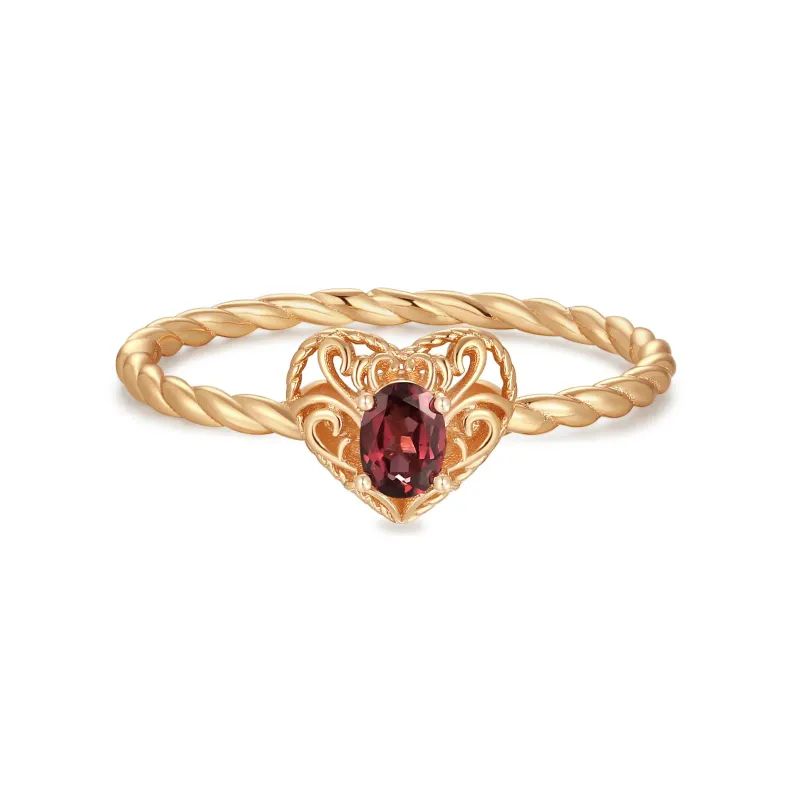 Majesty｜Garnet Gold Heart Ring