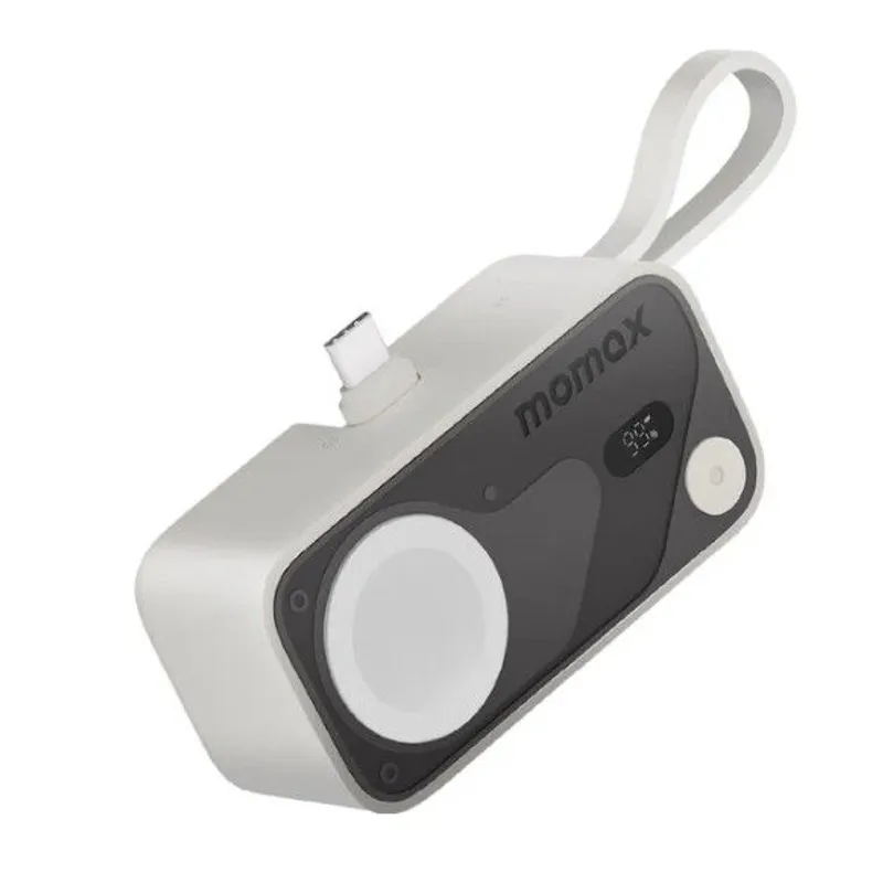 MOMAX 1-Power X Pro Mini⁺ 5000mAh 內置USB-C 可摺疊充電插頭及 USB-C 線移動電源配備 Apple Watch 快速充電器(CCC認證)(白色) IP170W
