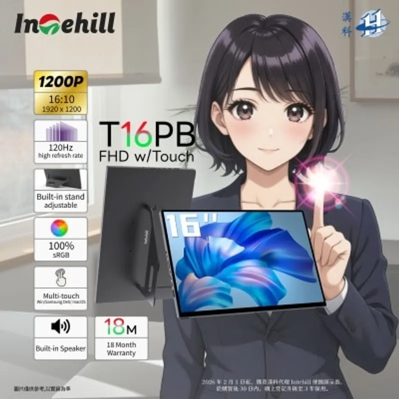 Intehill T16PB 便攜顯示器 (16"; 1920 x 1200; 120Hz; IPS)(MO-IT16PB)
