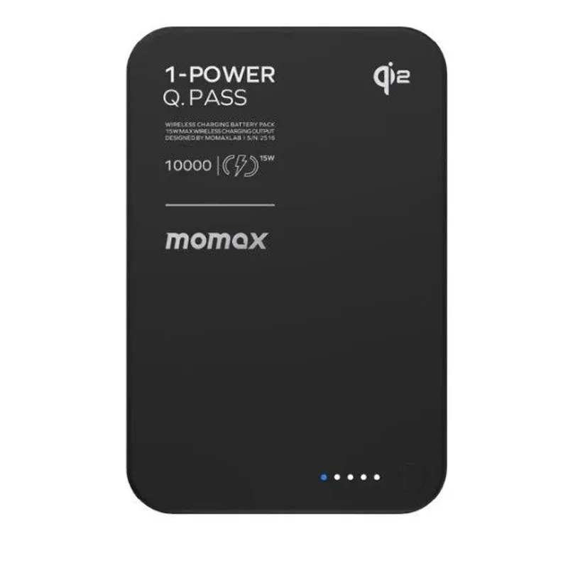 MOMAX 1-Power Q.Pass 10000mAh Qi2 超薄磁吸流動電源-第二代(黑色) IP136Q2D