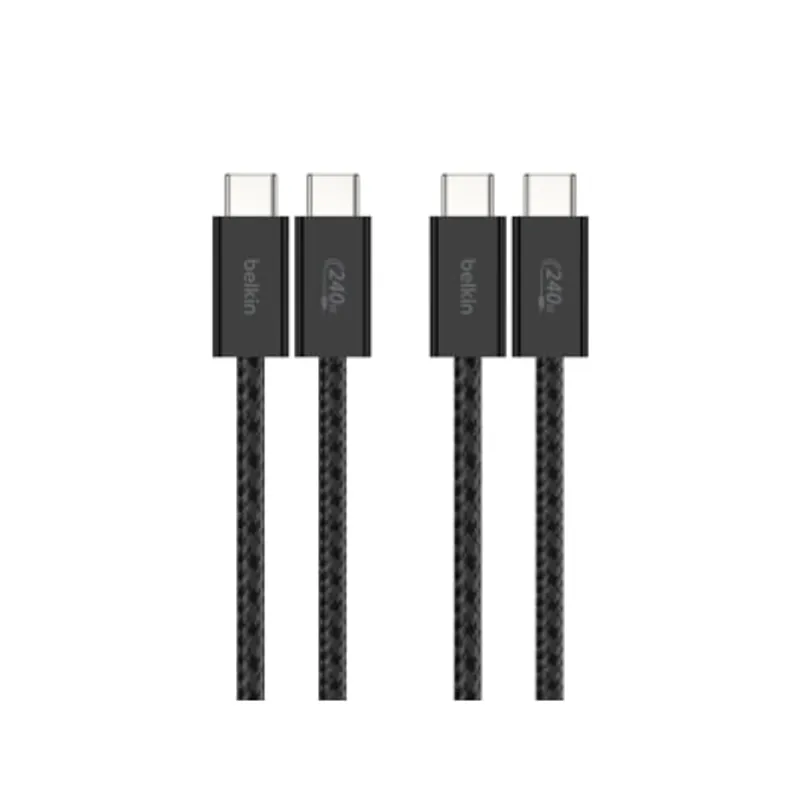 BELKIN 貝爾金 BoostCharge USB-C 至 USB-C 編織連接線 (黑/240W/1.5米/2件裝)