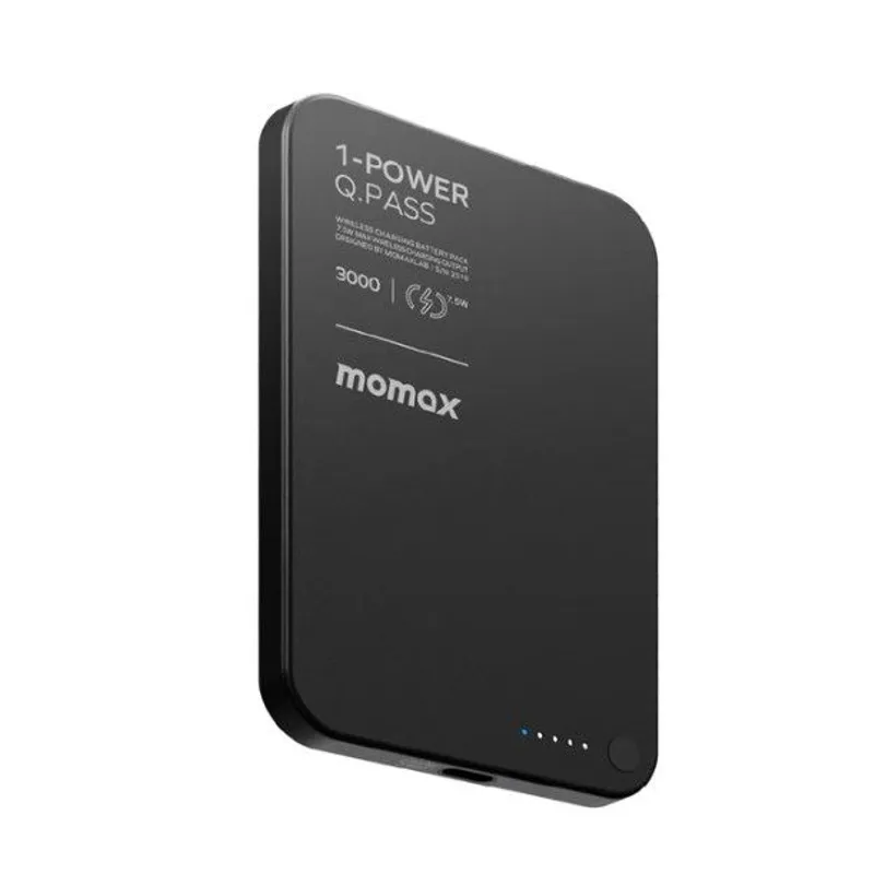 MOMAX 1-Power Q.Pass 3000mAh 磁吸流動電源(CCC 認證)(黑色) IP115D