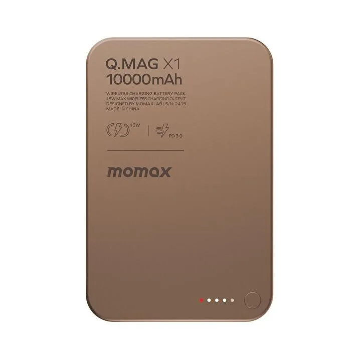 momax-Q.Mag X1 超薄磁吸流動電源 10000mAh 沙漠金色 IP117AL2 (CCC認證)