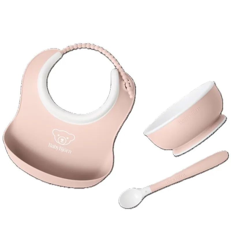 BabyBjorn Baby Feeding Set-POWDER PINK 3 pc婴儿餐具套装