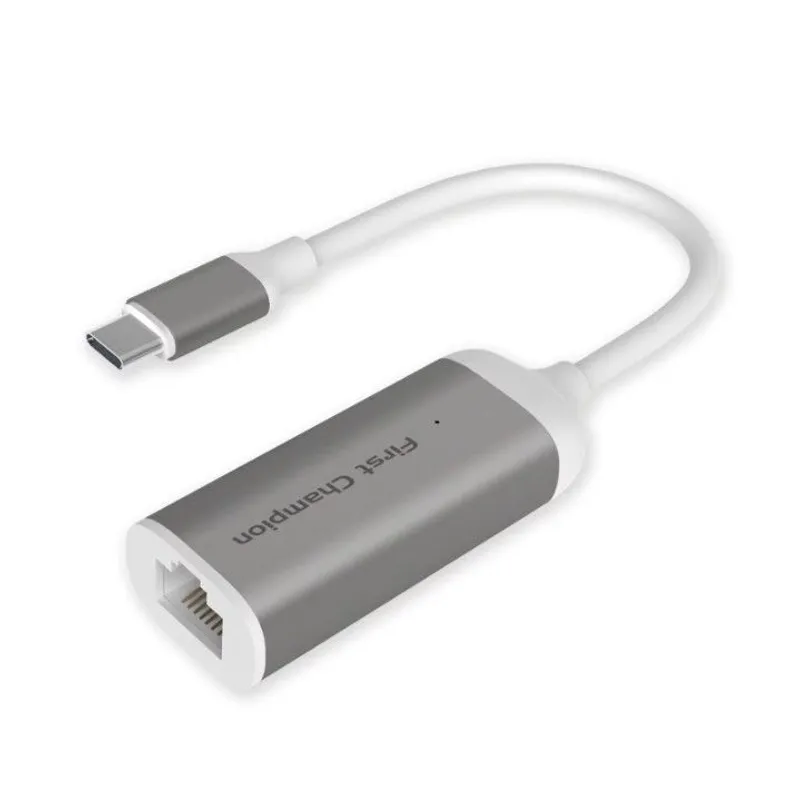 FIRSTCHAMPION USB3.1Gen2Type-C至乙太網埠(RJ45)轉接器(灰色) FCTCAC3G2LAN/GREY
