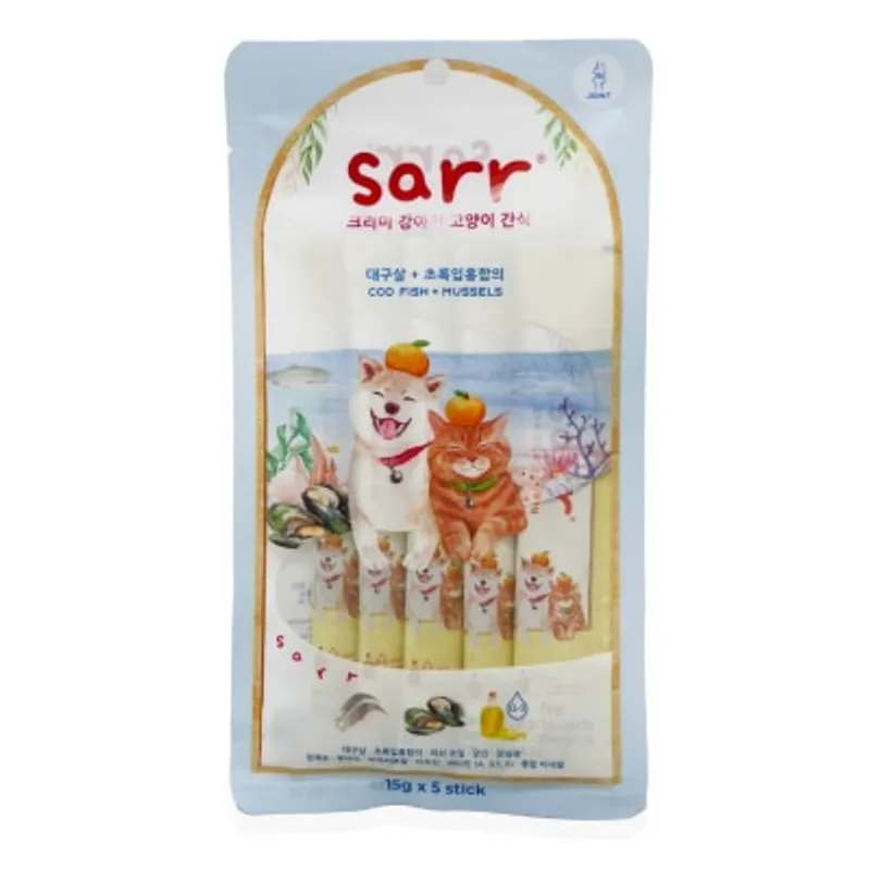 SARR 北歐天然魚油肉泥條 - 鱈魚+青口+鯊魚軟骨素 (關節保護) 貓犬適合 (15gX5) 024644