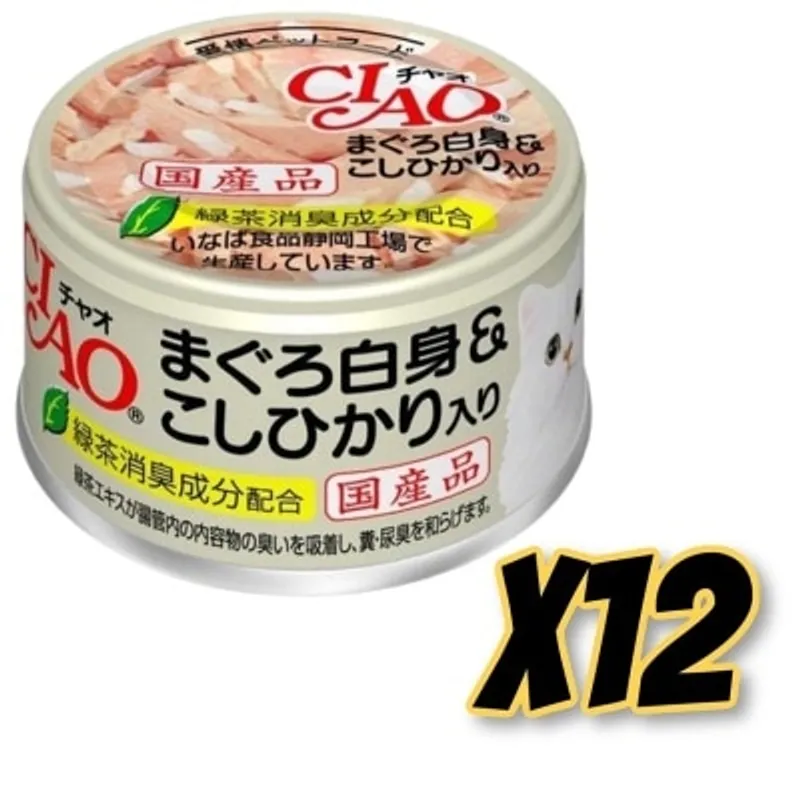 INABA CIAO - 白身吞拿魚 + 白飯 (85gx12)貓罐頭 A-04x12