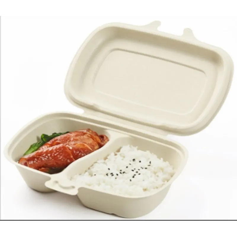 630ml 兩格紙漿連蓋環保飯盒-275 ml + 355ml（270 X 225 X 55mm）