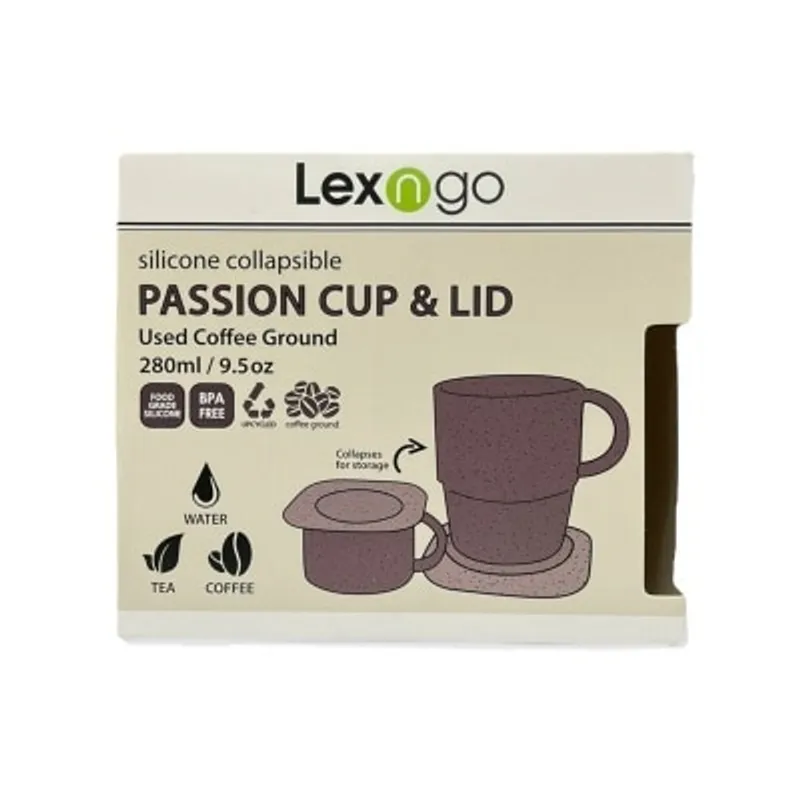 Lexngo 咖啡渣矽膠摺疊咖啡杯連碟
