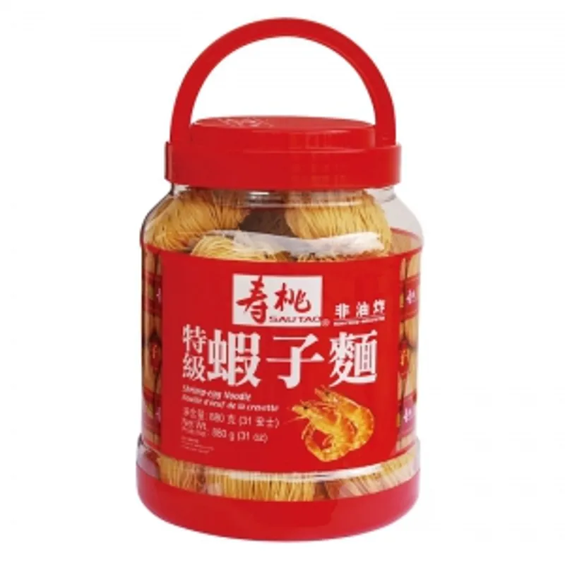 【促銷價】壽桃 (懷舊桶裝-幼) 特級蝦子麵/瑤柱麵/全蛋麵 880gX1桶
