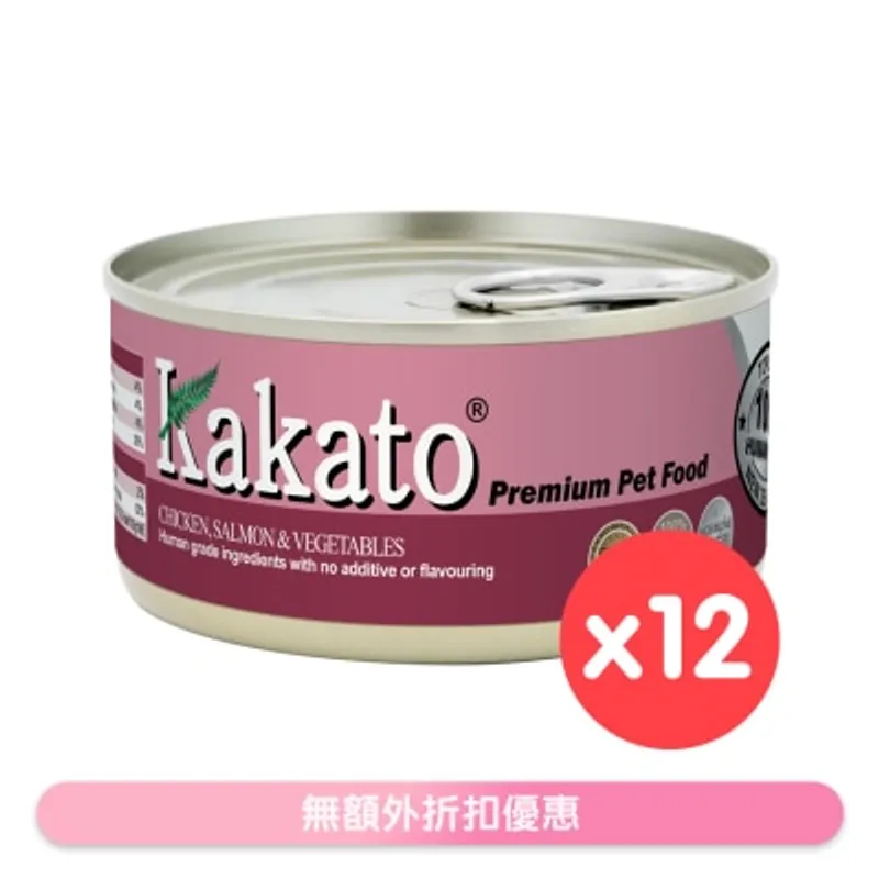 [12罐裝]雞、三文魚、蔬菜(170gx12)貓犬適用 - KAKATO 貓狗鮮食罐