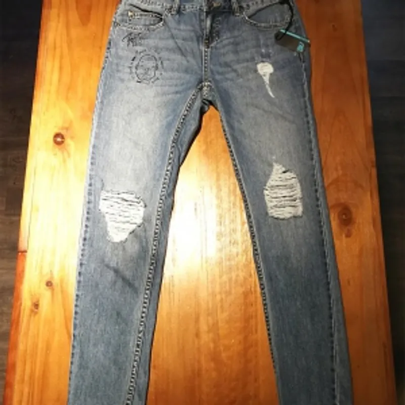 靱 FORTITUDE URBAN ART & CULTURE  X DenimWorks BF牛仔褲 腰圍42CM,臀圍48CM,大腿圍27.5CM,長度99.5CM，褲管寬15CM