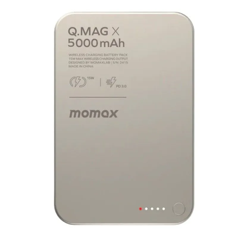 MOMAX 5000mAh超薄磁吸移動電源-第二代(鈦色) IP116AE