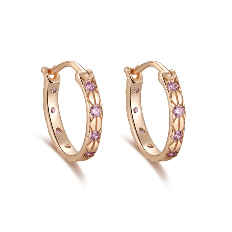 CELESTIAL｜Lavender Gold Huggie Earrings - Purple