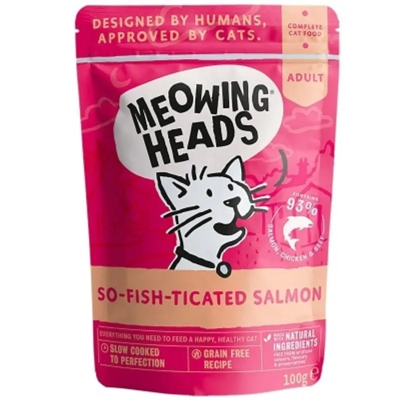 MEOWING HEADS 無穀物三文魚雞肉牛田園香草成貓主食濕包 (100g) - Meowing Heads