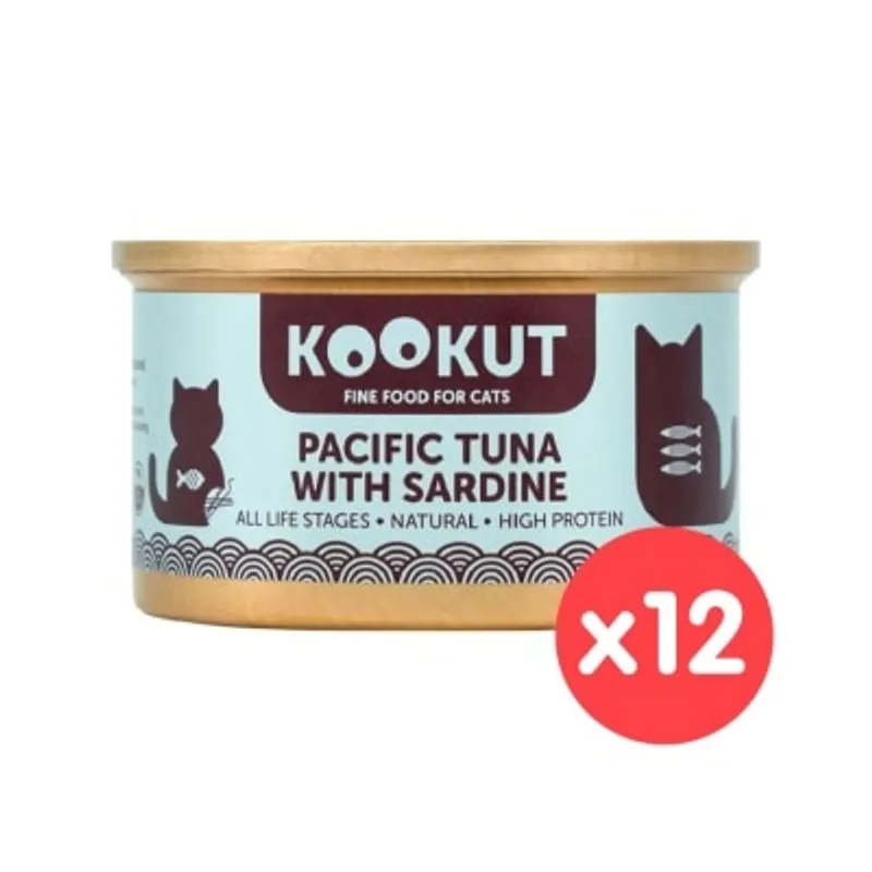 KOOKUT [12罐裝] 太平洋吞拿魚沙甸魚 (70g x12) 貓罐頭 008297