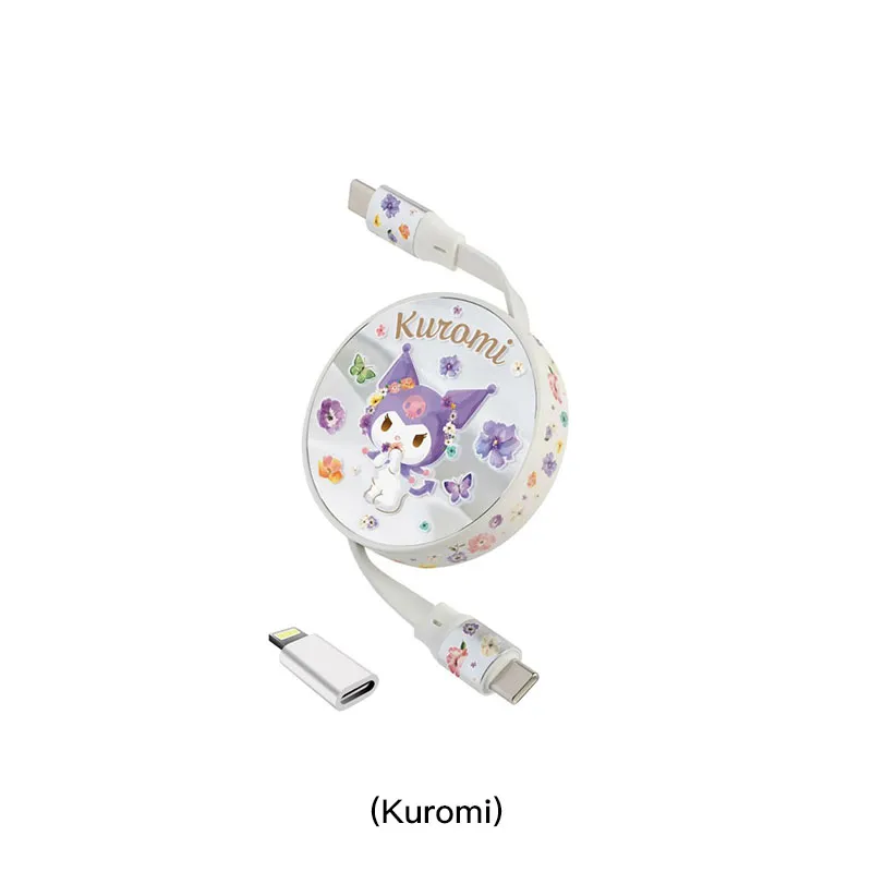 CLUEBOX 自动伸缩数据充电电线 - 兼容Lightning & USB-C(Kuromi) CBUSBC1/KU