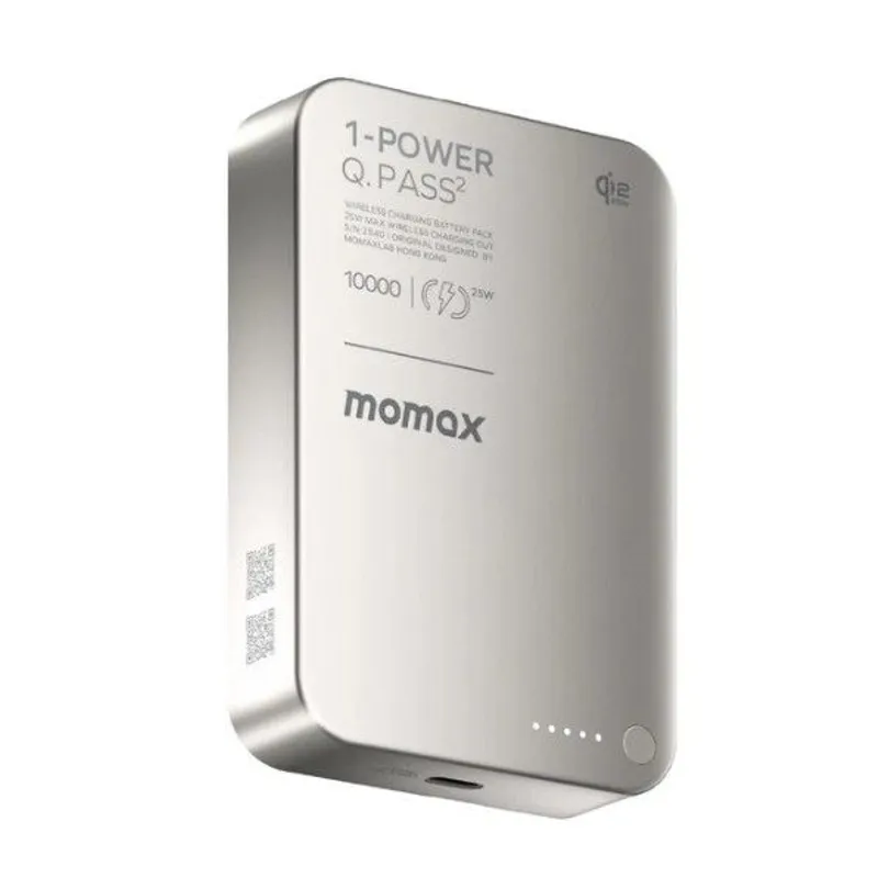 MOMAX 1-Power Q.Pass² 10000mAh Qi2 25W 磁吸流動電源(CCC認證)(鈦色) IP168Q22L
