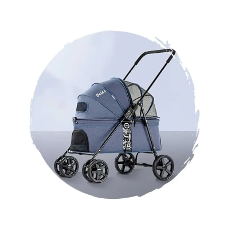 BELLO 時尚低座透氣四輪可摺疊狗狗手推車 加大版 (寵物承重：20kg)