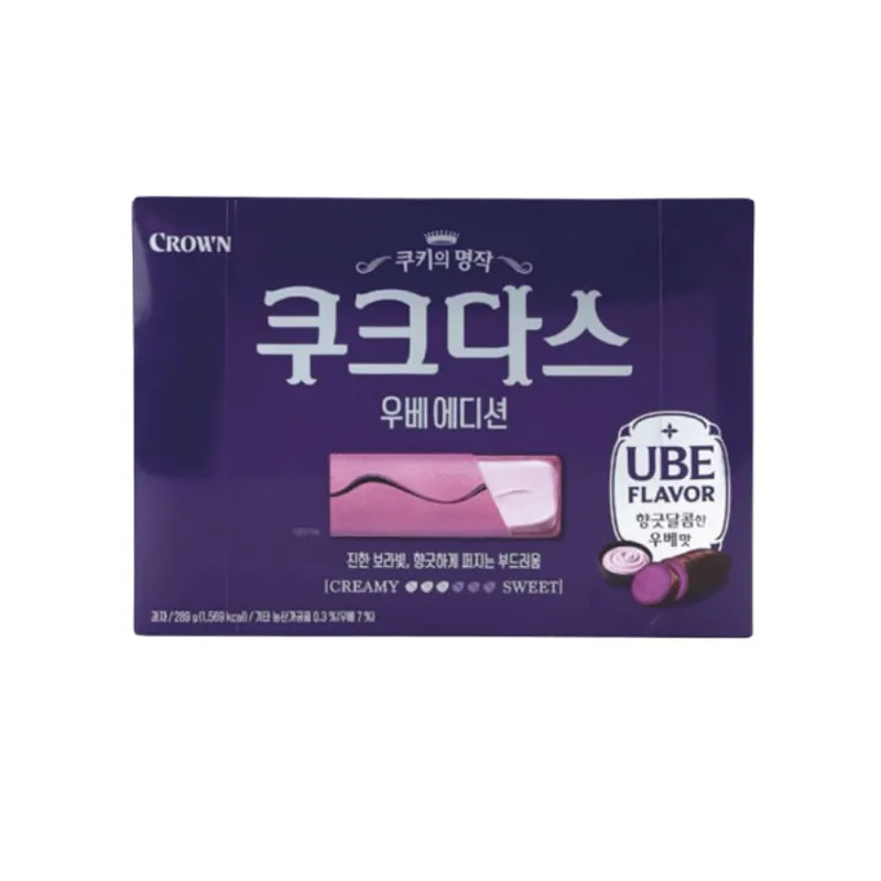 韩国CROWN紫薯奶油夹心薄脆饼干