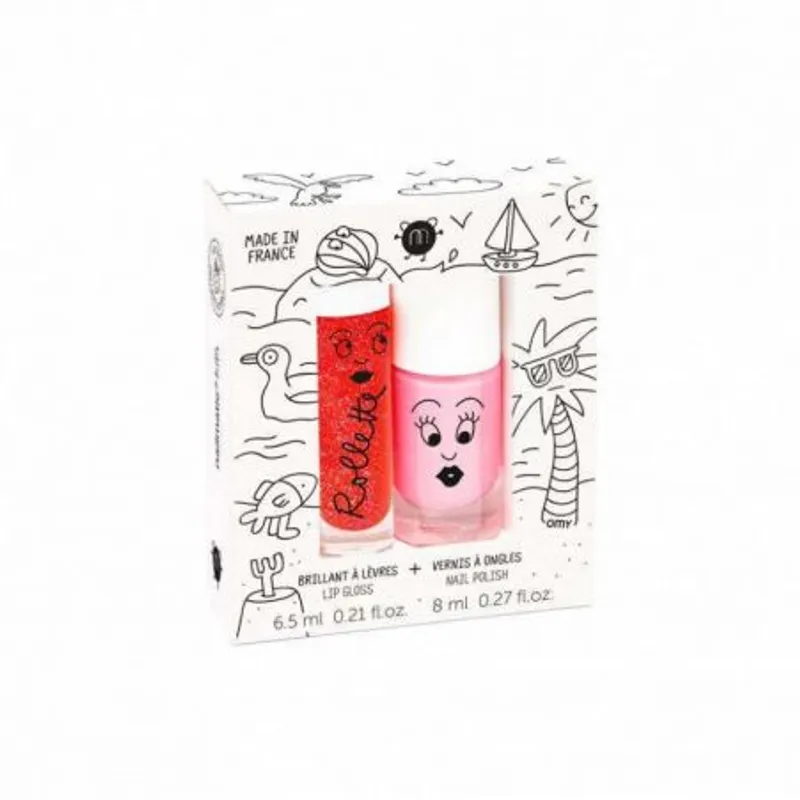 假日彩妝組合 - 粉紅甲油 + 士多啤梨唇彩