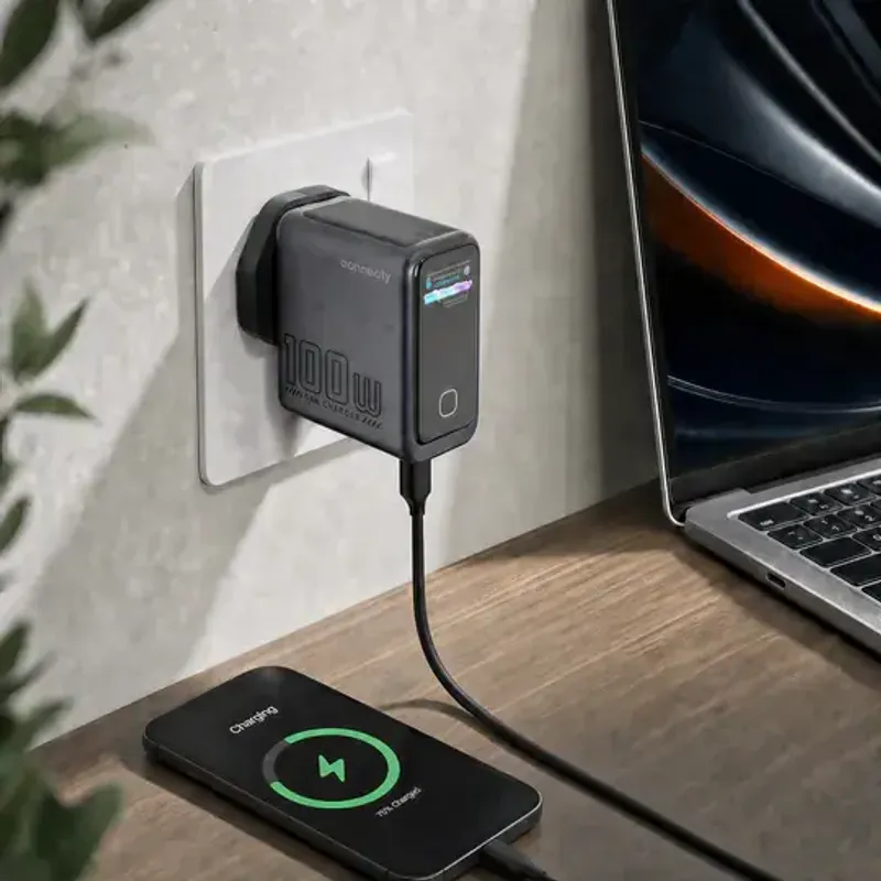 Connecty PowerVision 100W 智慧型 AI TFT GaN 快速充電器 2C1A