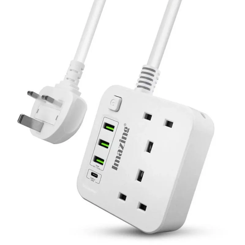 Imazing IM3U2KーC 13A 兩位防雷拖板連3USB ／Type C （30W）