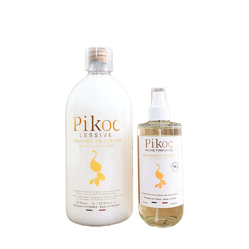 PIKOC 有机成份洗衣液履香氛喷雾套装-橙花香味(1升+200 毫升)
