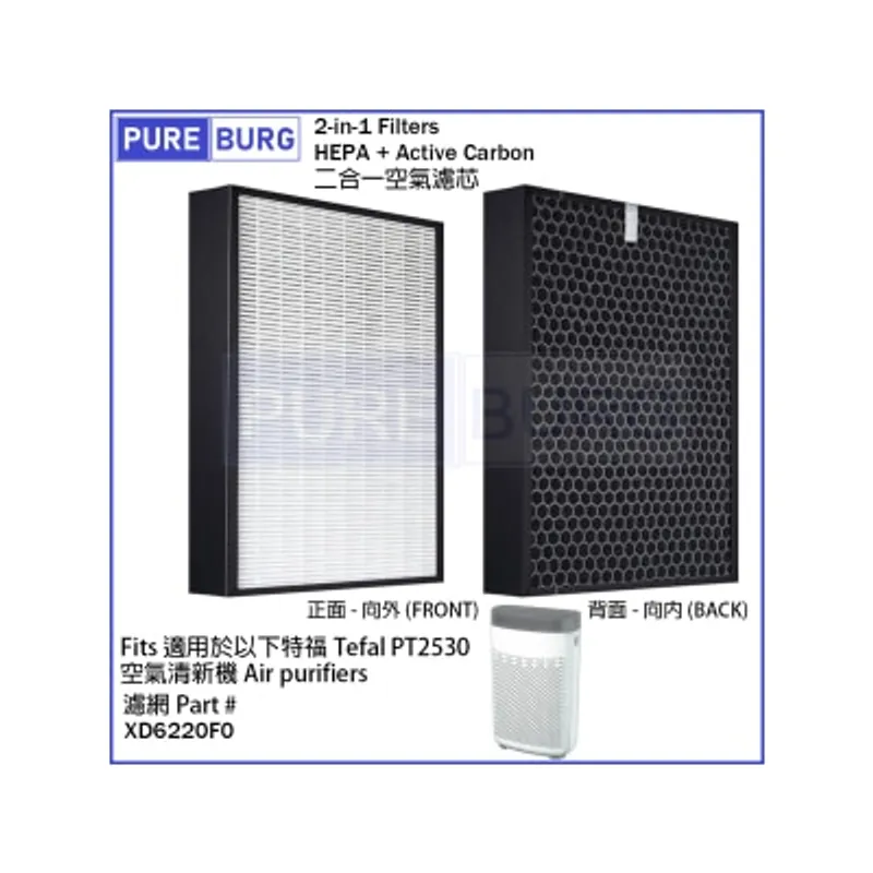 Pureburg 淨博 代用濾網組合 (適用於 特福 Tefal PT2530 空氣清新機) 空氣清新機過濾網