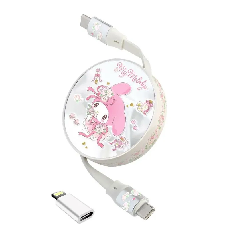 CLUEBOX 自動伸縮資料充電電線 - 相容Lightning & USB-C(My Melody) CBUSBC1/MM
