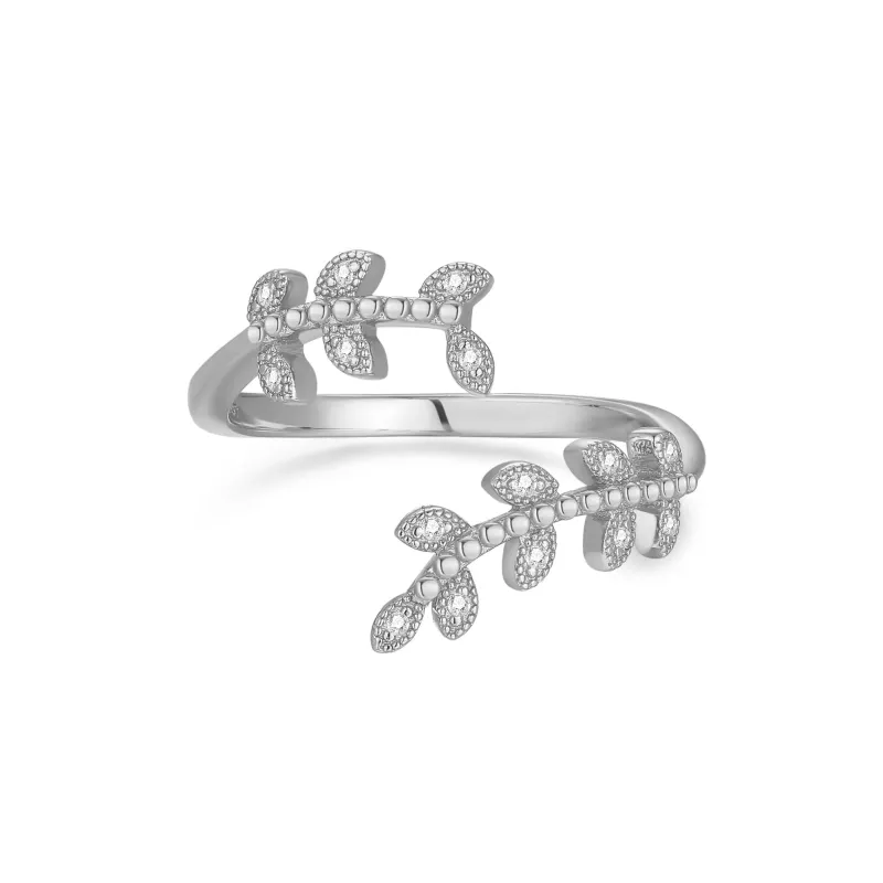 Silver Leaf Open Ring