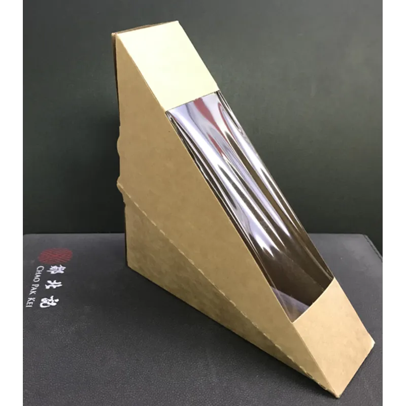 #JF0804 （細）啡色牛皮紙開窗三文治紙盒-4x12x12cm