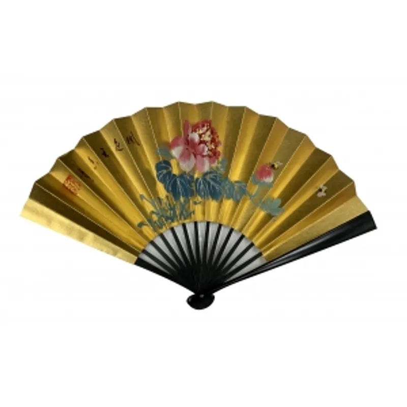 南熏樓精工手繪畫金紙扇（大）金色，30CM*16骨