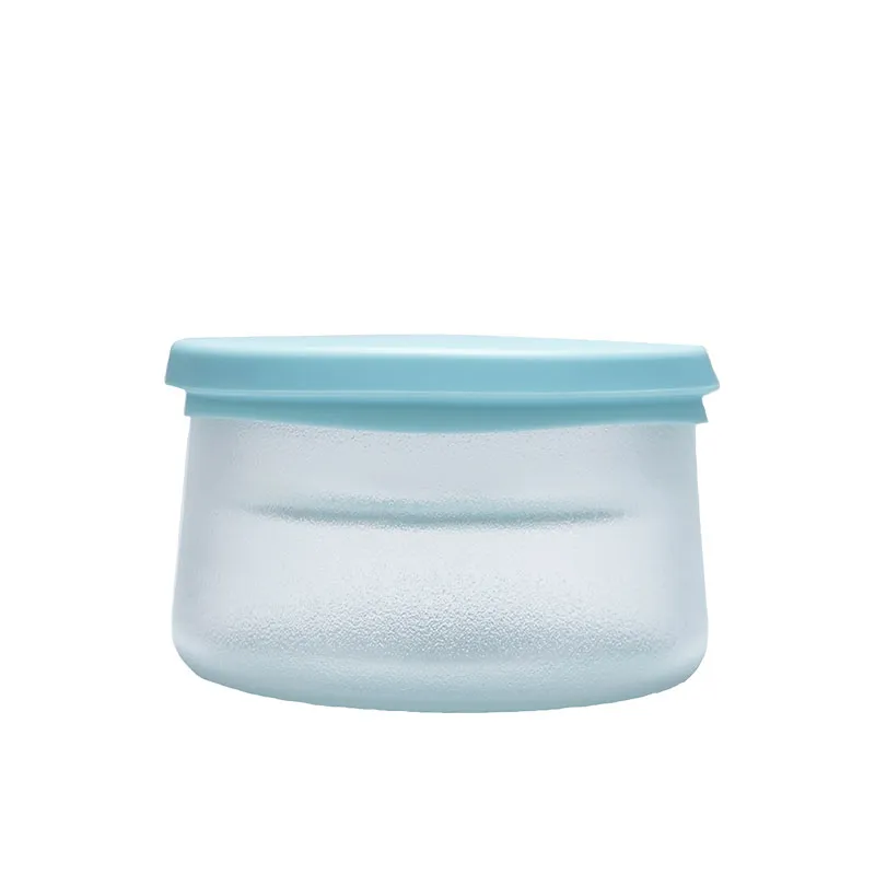 Samily 950ml 硅胶涂层玻璃食物储存盒 - 粉蓝