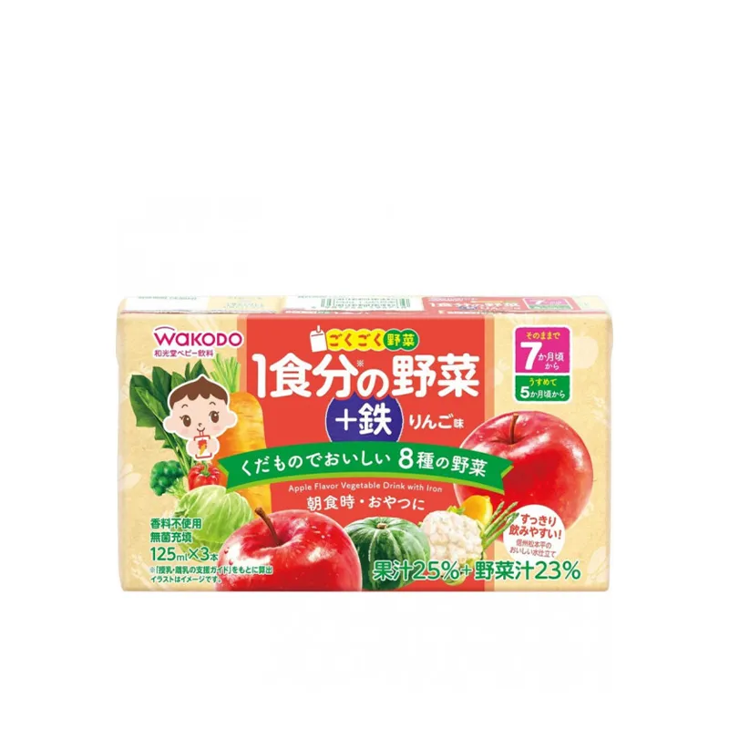 和光堂7个月起婴儿蔬菜汁(苹果味) (125ml X 3支)