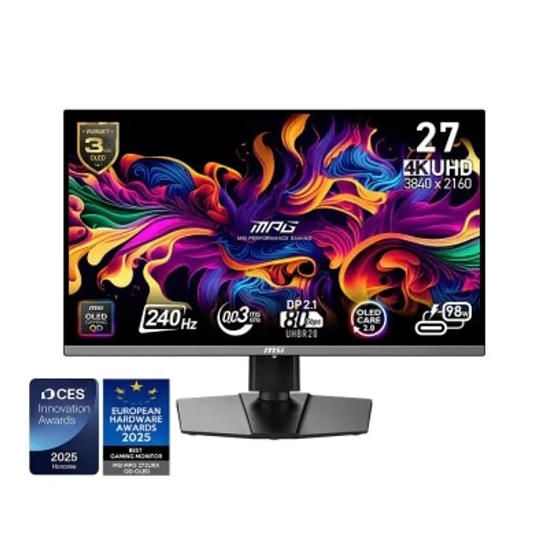 MSI 微星 MSI MPG 272URX QD-OLED 電競螢幕 (27"; 3840 X 2160; 240Hz; QD-OLED)(MO-MP27UQO)