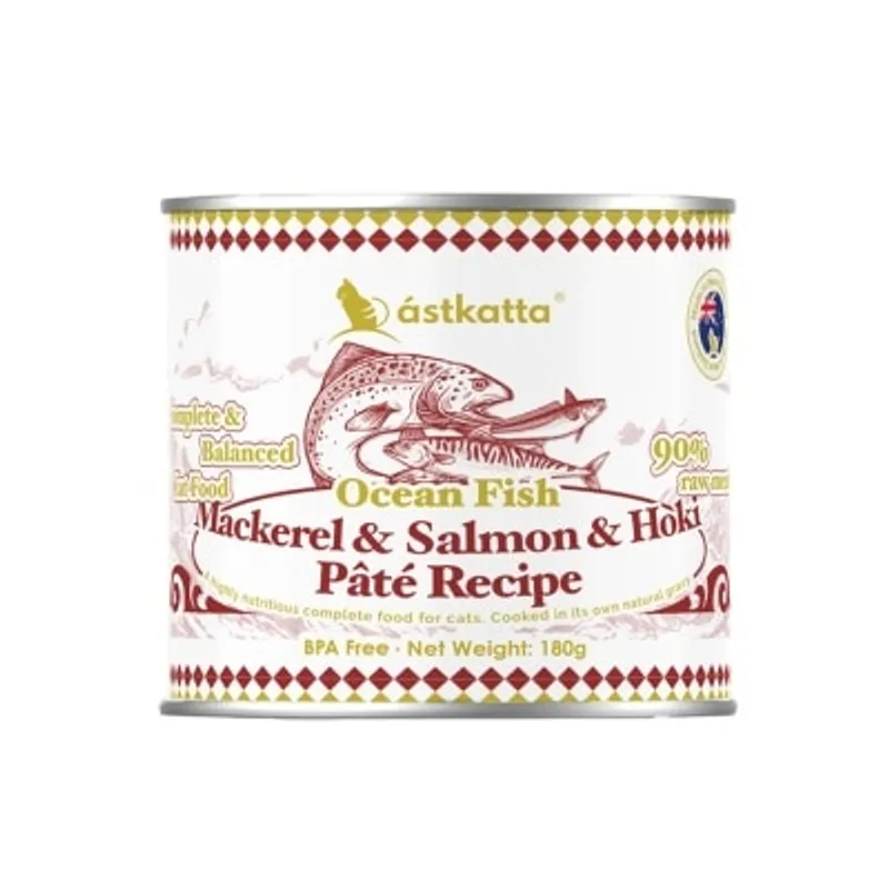 ASTKATTA 澄海系列 純淨天然肉醬罐 鯖魚&三文魚&紐西蘭藍鱈魚 (180g) 貓主食罐頭 361611