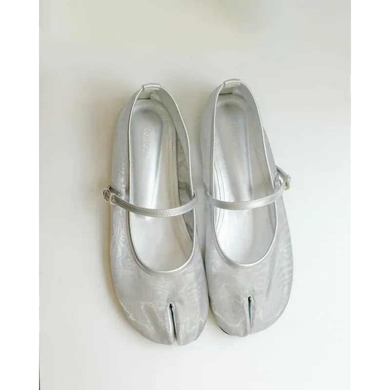 PRE-ORDER | Silver Sheer Mesh Tabi Mary Janes