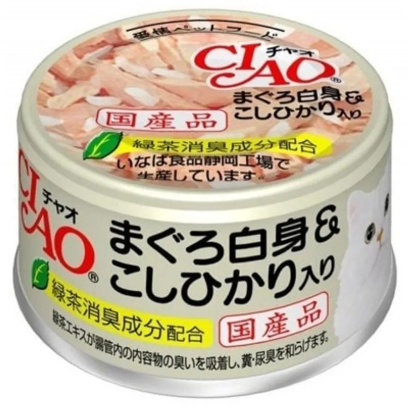 INABA CIAO - 白身吞拿魚 + 白飯 (85g)貓罐頭 A-04