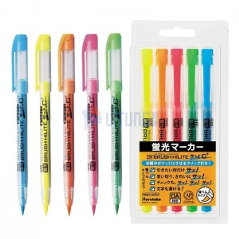 KURETAKE 吳竹 軟嘴5色螢光筆 有夾/無夾