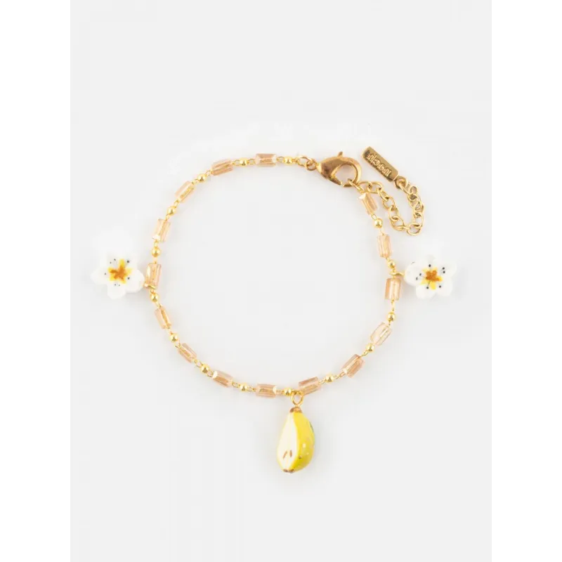 Pear & Pear Tree Flower Bracelet