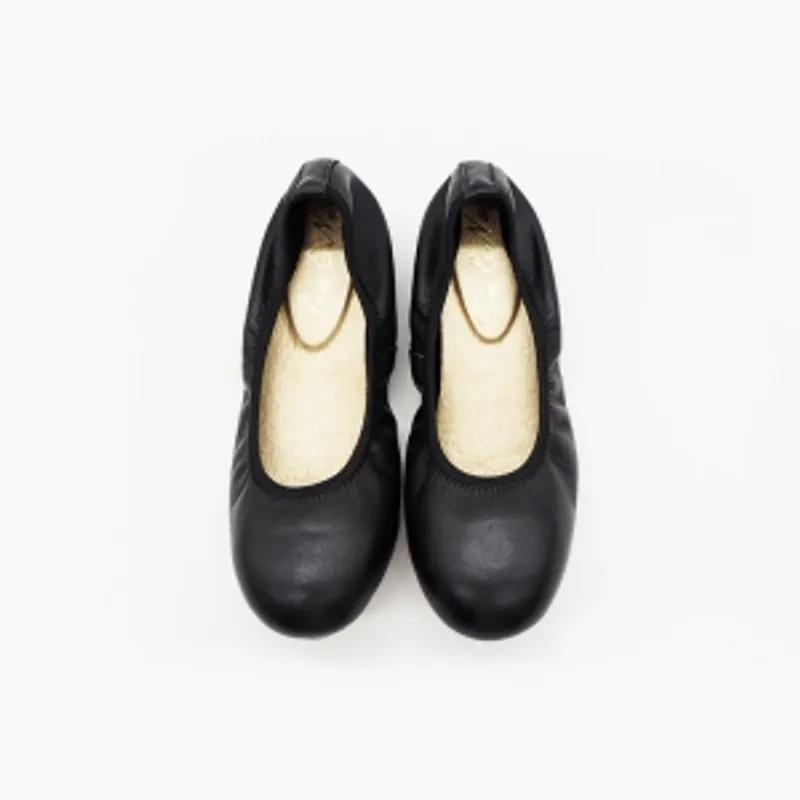 【399元2對】Tou & Na Shop黑色真皮平底圓頭女鞋