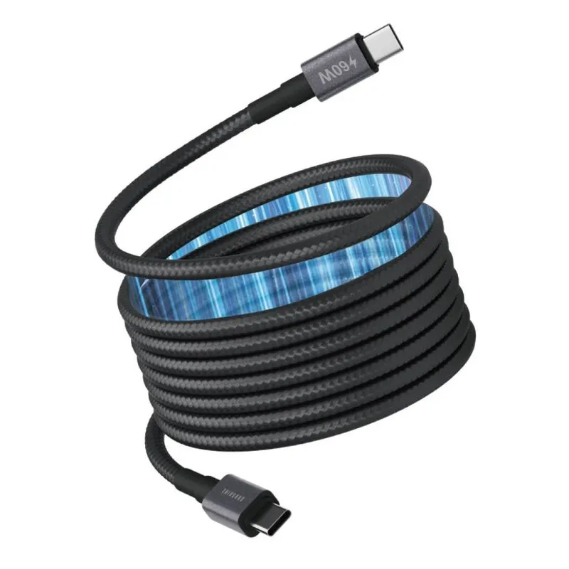 SUNSHINE 2米磁吸充電線USB-C轉USB-C(黑色) CAM6020BK