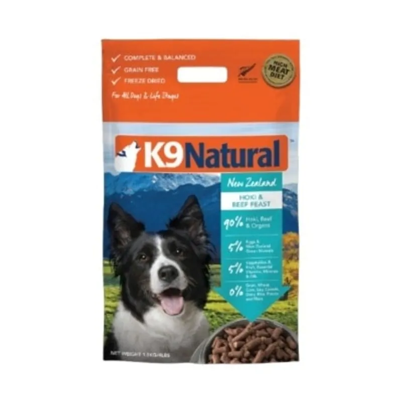 K9 Naturals 冷凍脫水狗乾糧 - 牛肉藍尖尾鱈魚盛宴