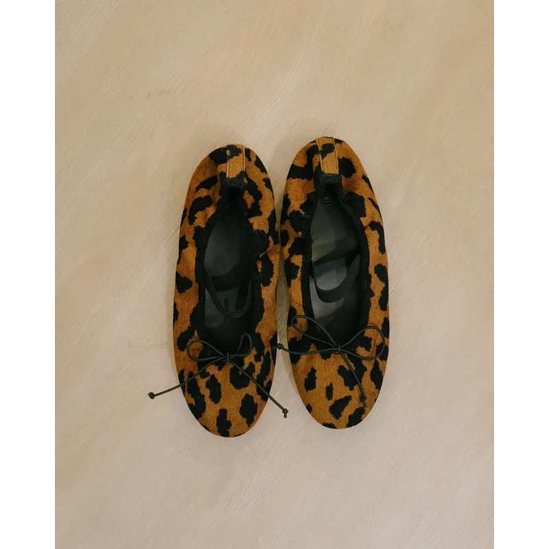 PRE-ORDER | Leopard Print Elastic Bow Ballet Flats